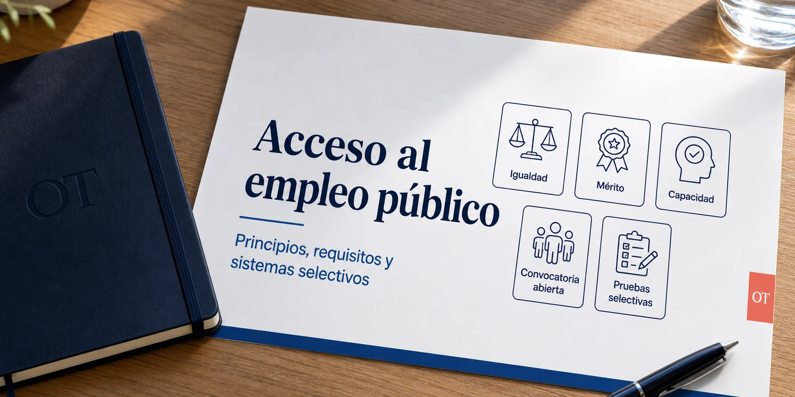 Portada de Opotips sobre acceso al empleo público, principios, requisitos y sistemas selectivos