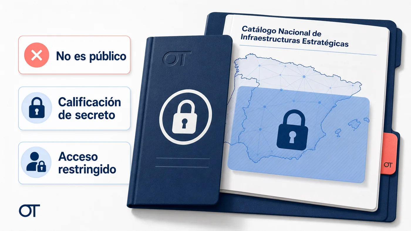 Infografía de Opotips sobre la calificación de secreto del Catálogo Nacional de Infraestructuras Estratégicas