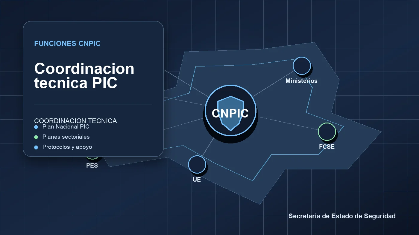 Diagrama de Opotips sobre la coordinación técnica del CNPIC en el sistema de infraestructuras críticas