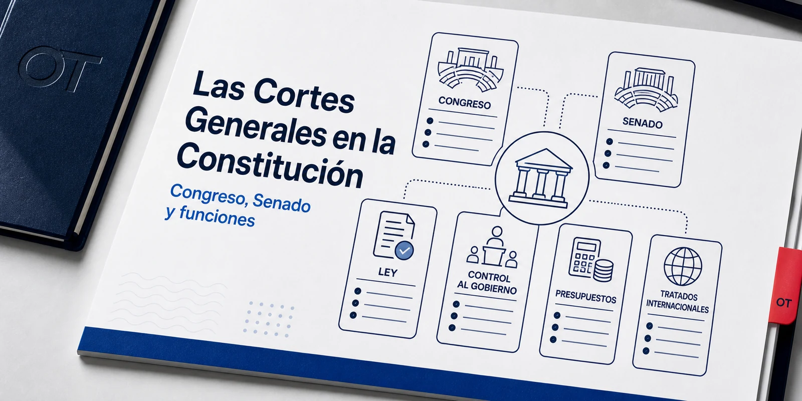 Portada de Opotips sobre las Cortes Generales en la Constitución Española, Congreso, Senado y funciones
