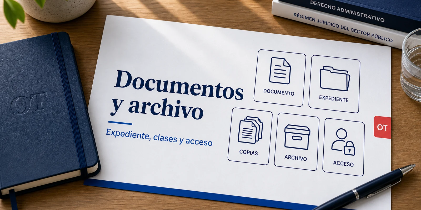 Portada de Opotips sobre documentos administrativos y archivo, expediente, clases y acceso