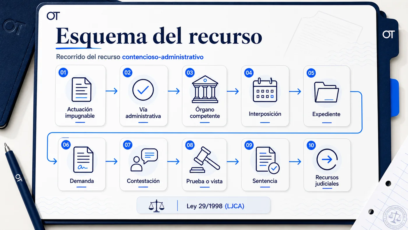 Esquema visual de Opotips con el recorrido del recurso contencioso-administrativo