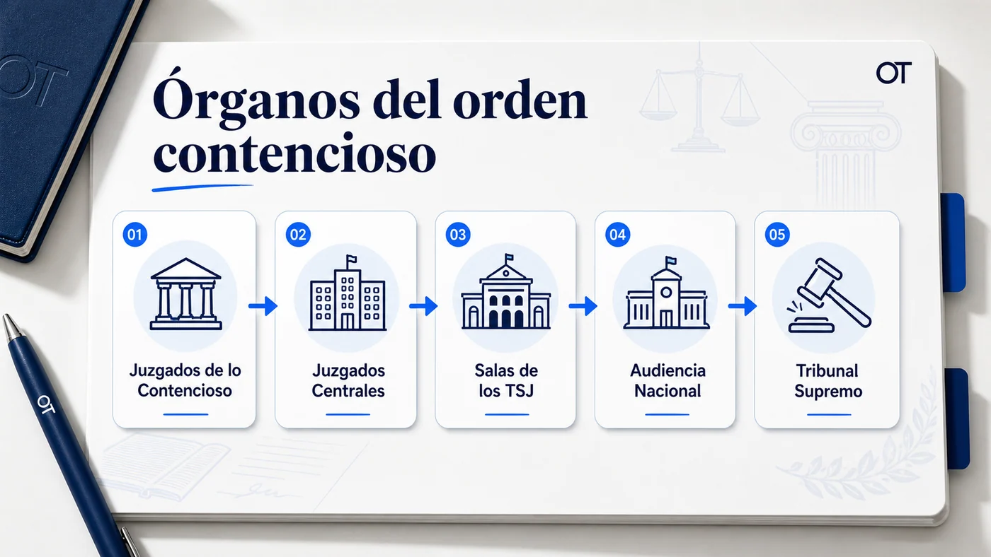 Infografía de Opotips sobre los órganos del orden contencioso-administrativo