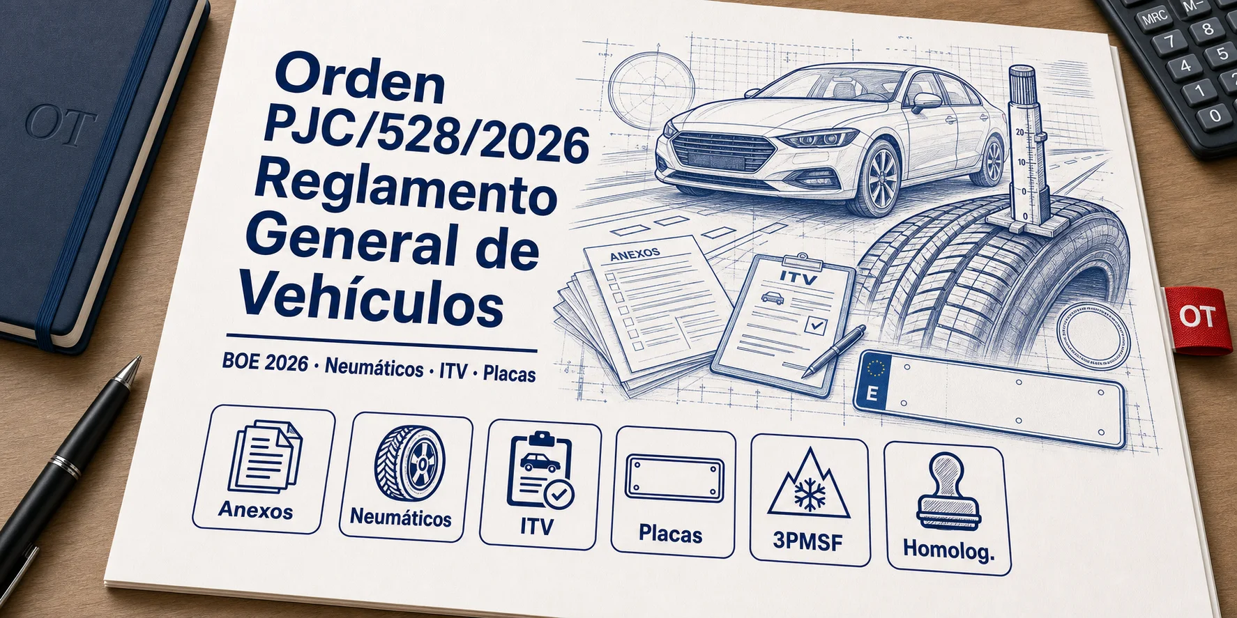 Portada de Opotips sobre la Orden PJC/528/2026 y el Reglamento General de Vehículos