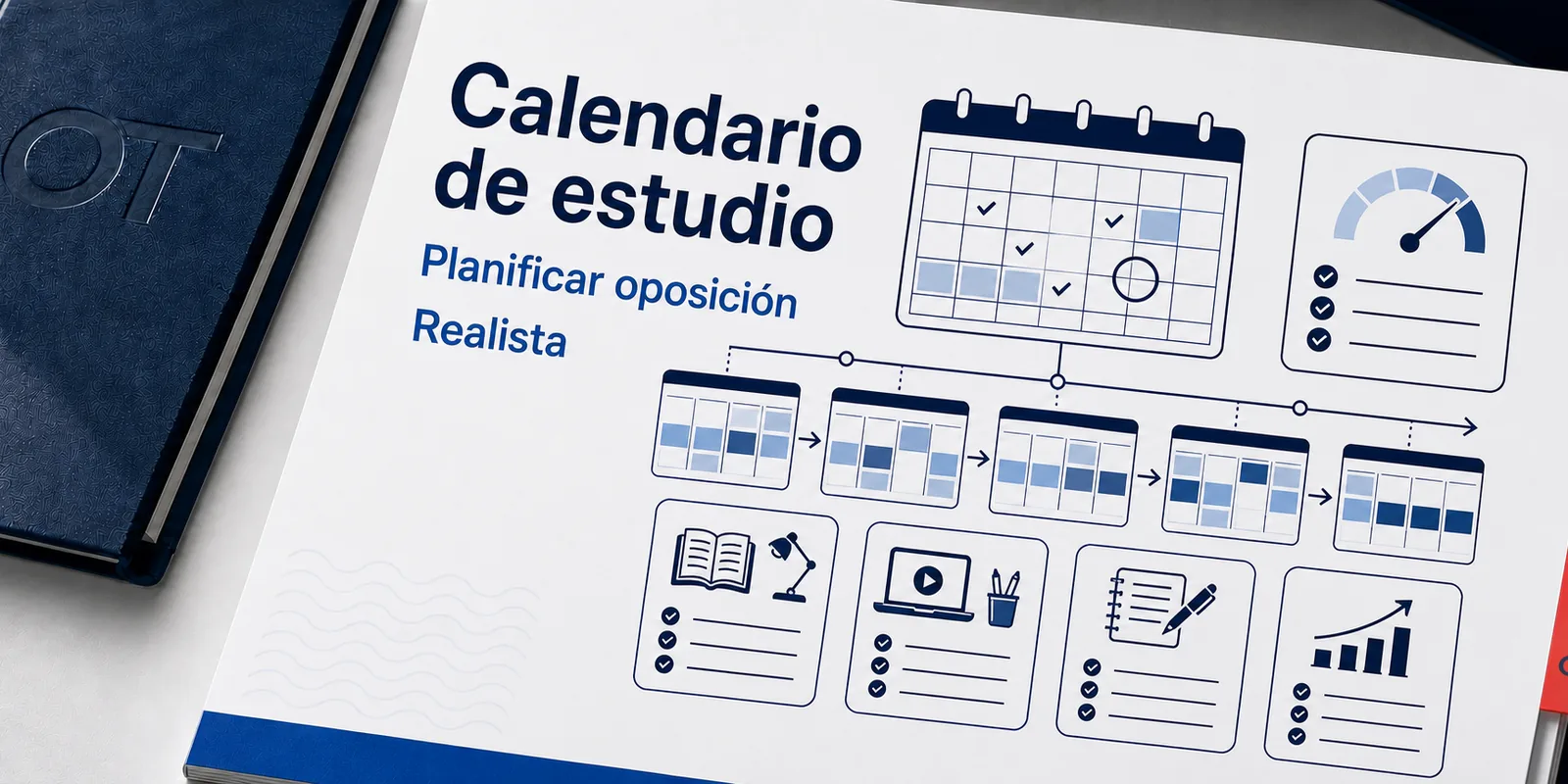 Portada de Opotips sobre cómo planificar una oposición con calendario de estudio realista