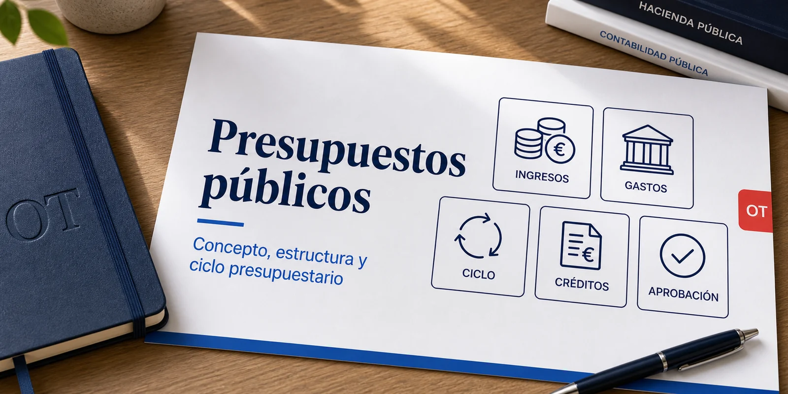 Portada de Opotips sobre presupuestos públicos, concepto, estructura y ciclo presupuestario
