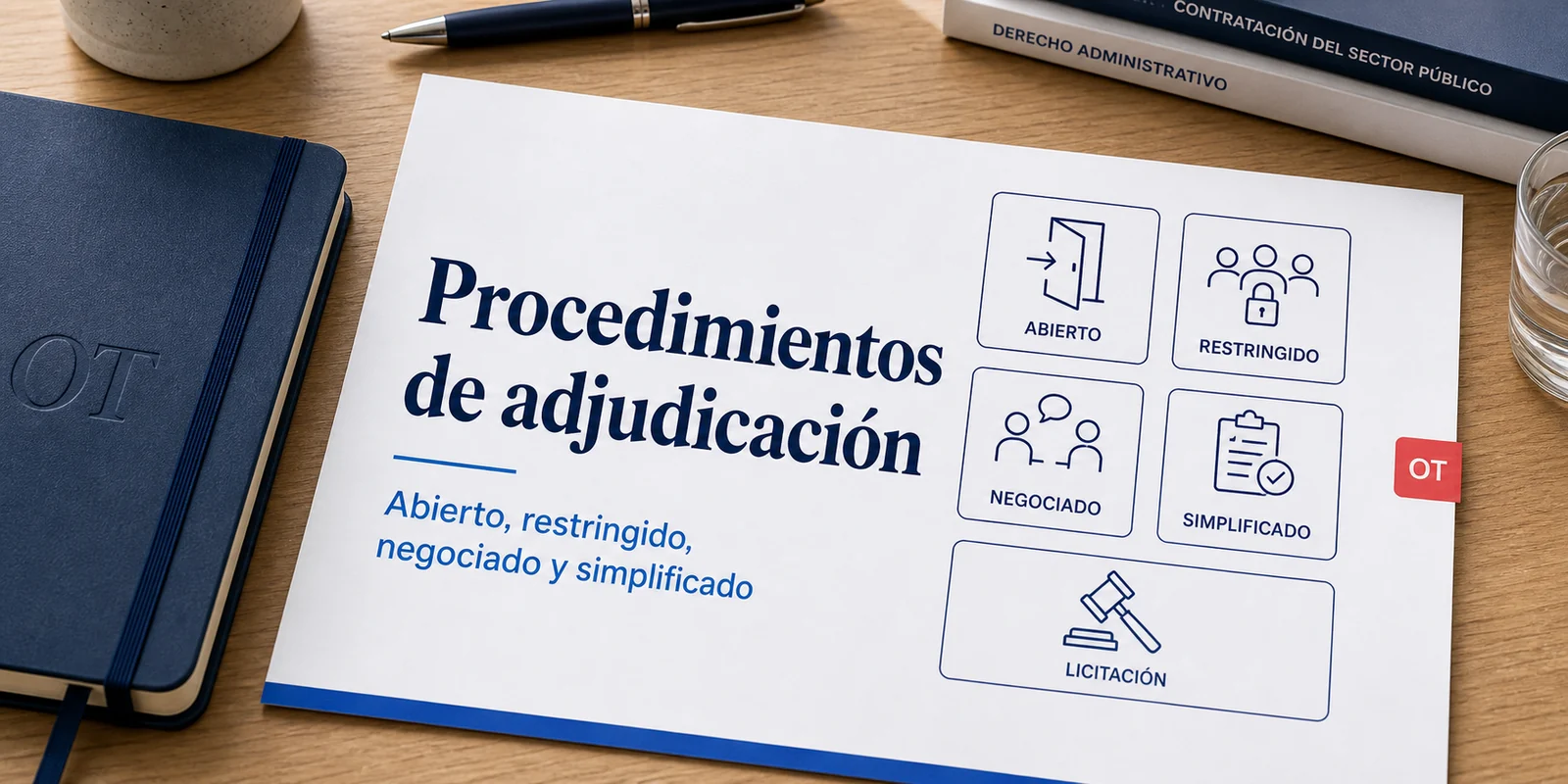 Portada de Opotips sobre procedimientos de adjudicación, abierto, restringido, negociado y simplificado
