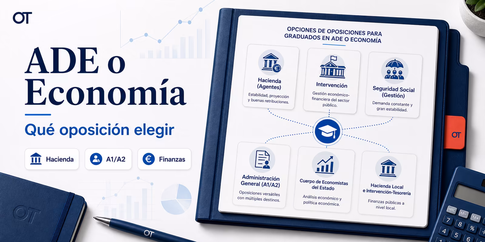 Portada de Opotips sobre qué oposición estudiar si tienes ADE o Economía