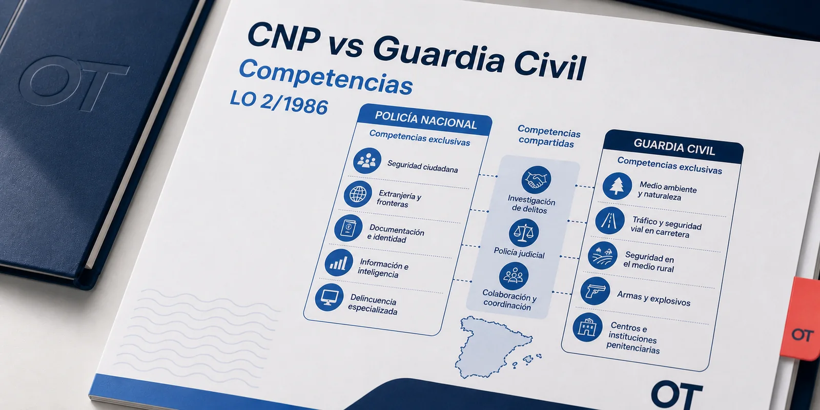 Portada de Opotips sobre el reparto de competencias entre Policía Nacional y Guardia Civil