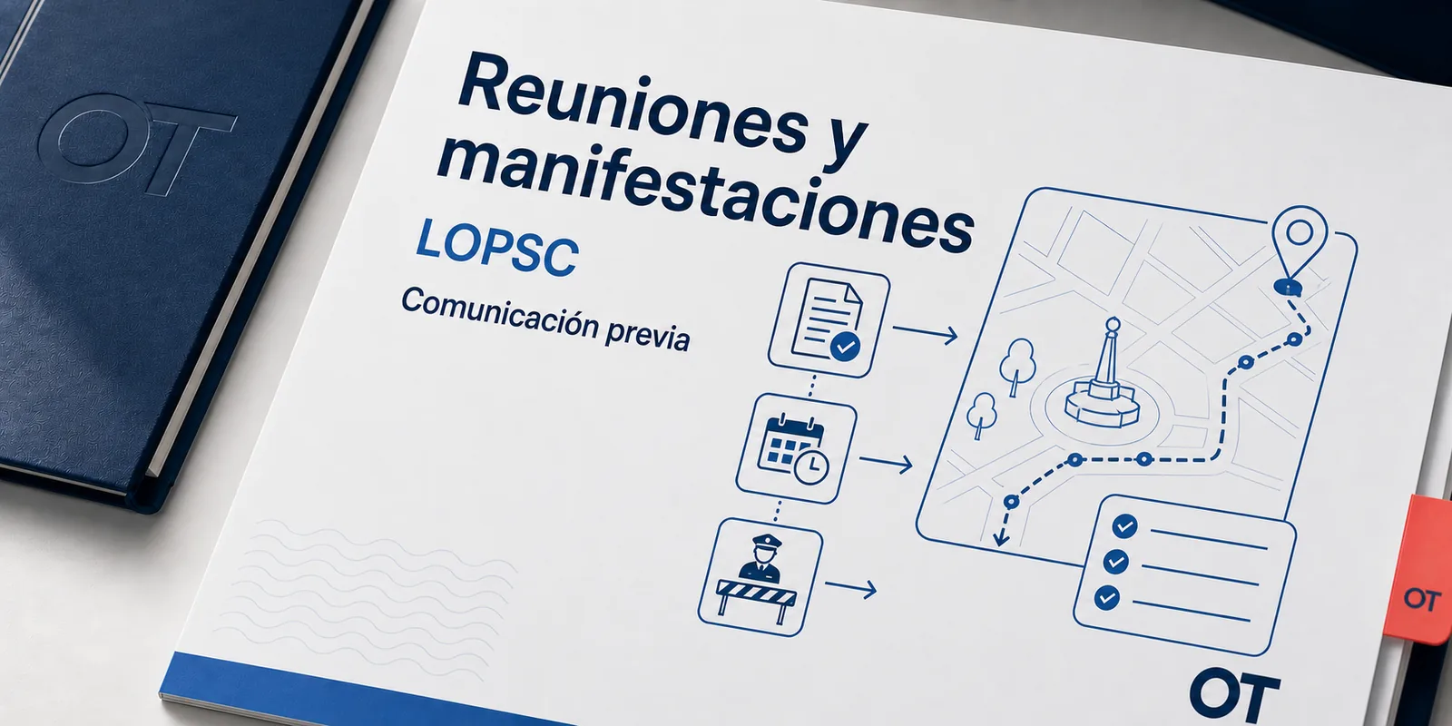 Portada de Opotips sobre reuniones, manifestaciones y comunicación previa en la LOPSC