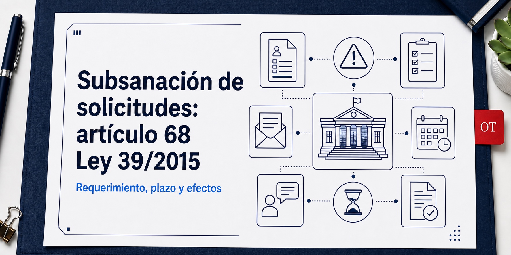 Portada de Opotips sobre Subsanación de solicitudes: artículo 68 Ley 39/2015