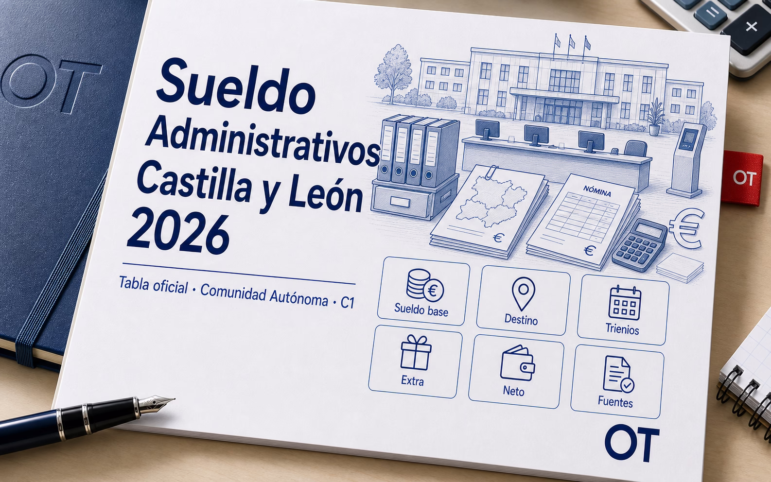 Portada de Opotips sobre el sueldo de Administrativos de la Comunidad de Castilla y León en 2026