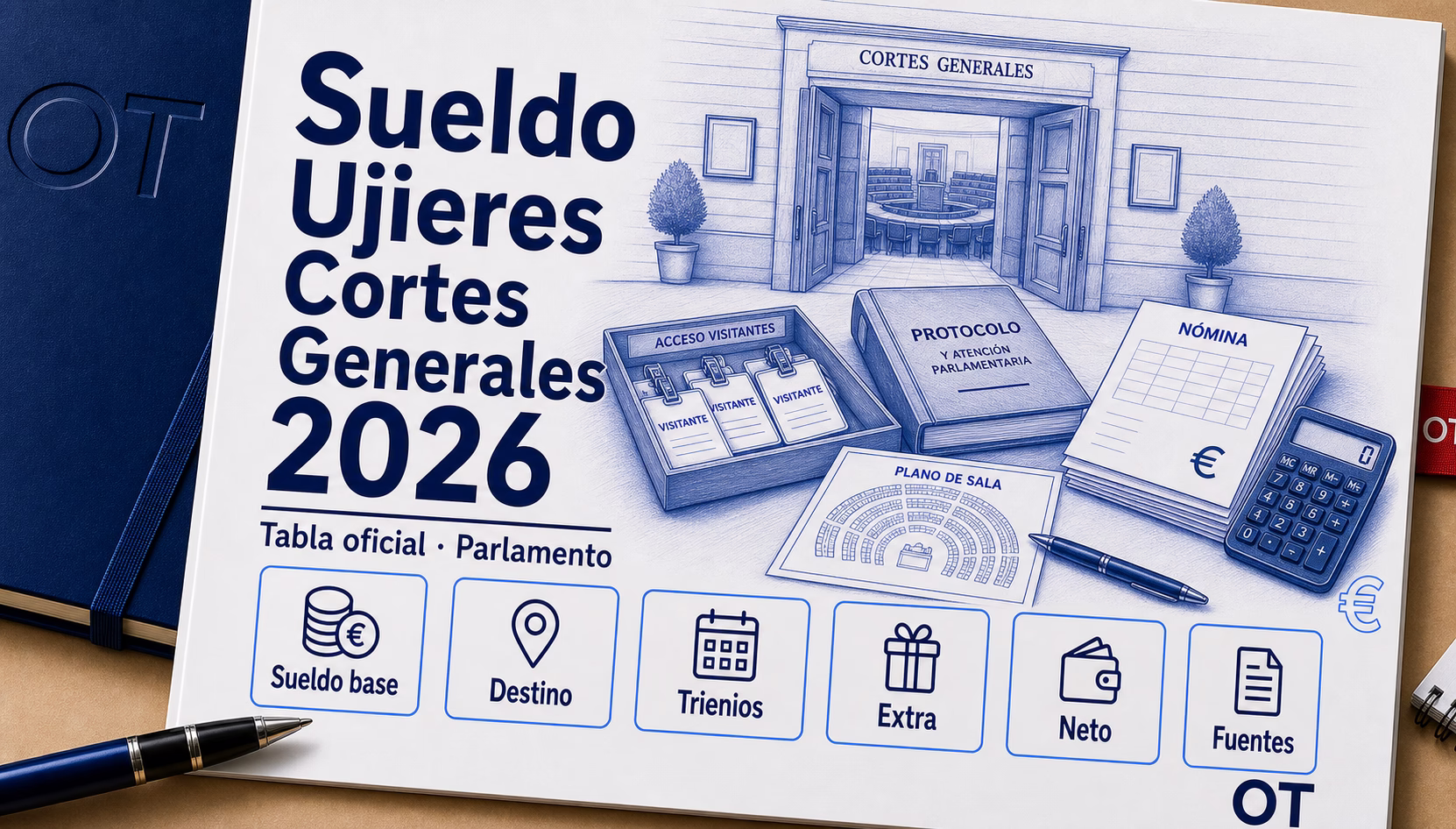 Portada de Opotips sobre el sueldo de Ujieres de las Cortes Generales en 2026