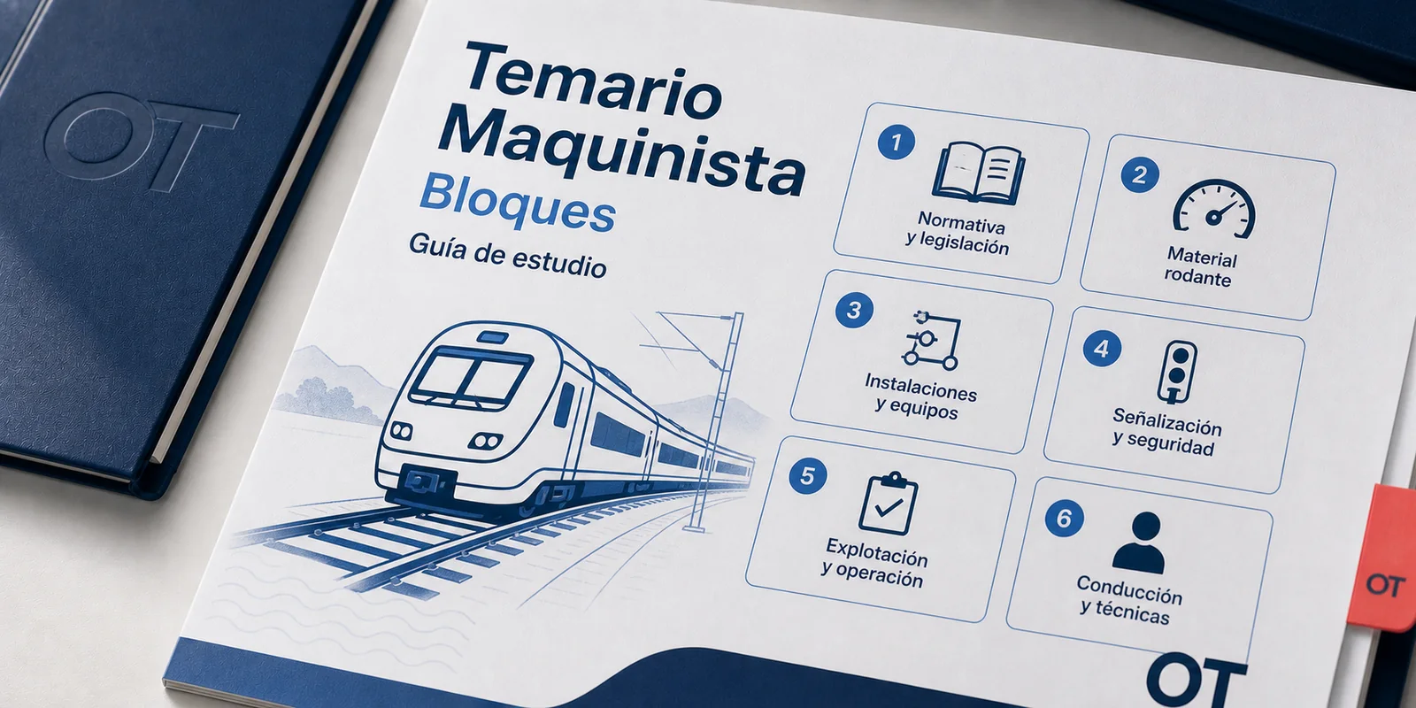 Portada de Opotips sobre bloques del temario para Maquinista RENFE