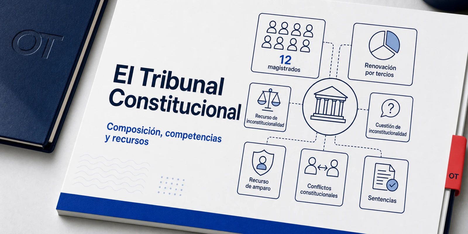 Portada de Opotips sobre el Tribunal Constitucional, composición, competencias y recursos