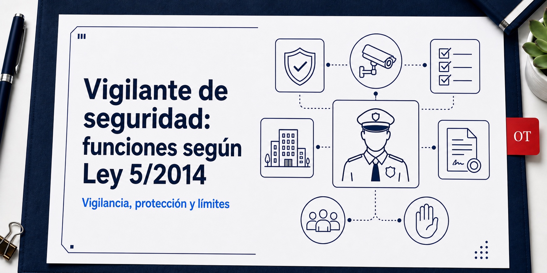 Portada de Opotips sobre Vigilante de seguridad: funciones según Ley 5/2014